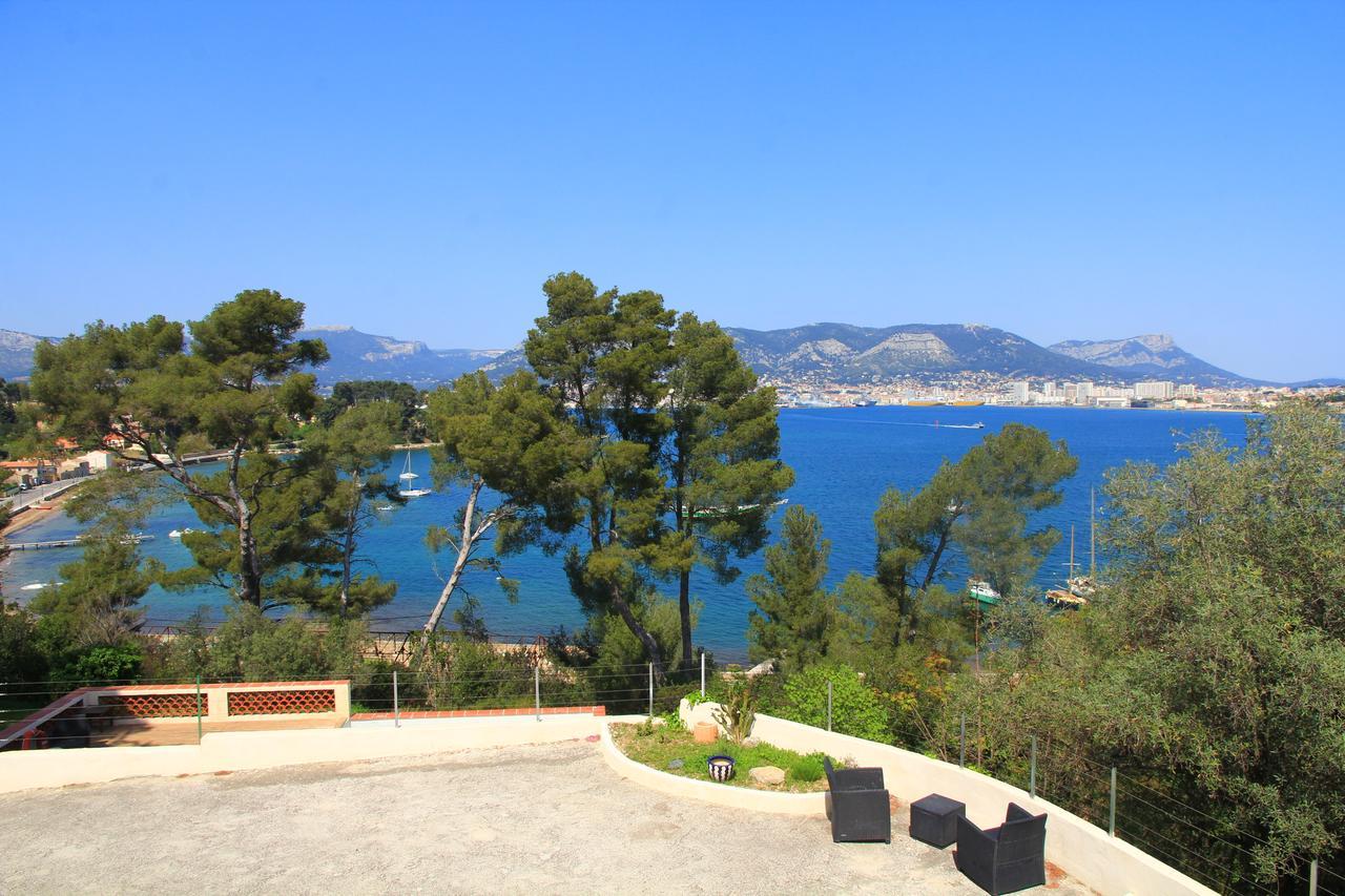 Villa-Chateau Les Terrasses - Tamaris, Plage Des Sablettes, Mer Au Bas De La Propriete 라센느쉬르메르 외부 사진